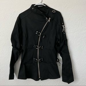 Vintage 90's Lip Service Fetish black zip-up bondage shirt/jacket